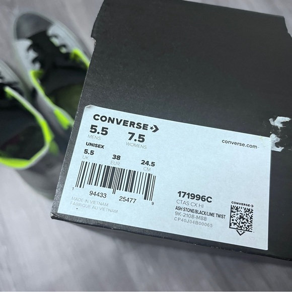 NWT Converse Chuck Taylor All Star High Ash Stone Lime Twist Women's 7.5 - Picture 13 of 13